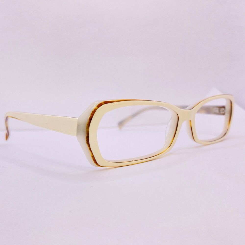 SEE Eyeglasses Frames Italy 971 Col. B546D 54 [] 14 135 White Cream Woodgrain